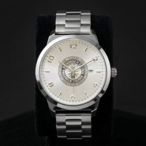 ** NEW ** 42mm Size Silver Logo Silver Watch w/date